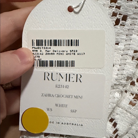 NWT Rumer Sahara crochet White Lace Cutout Mini Dress size small - Picture 3 of 4